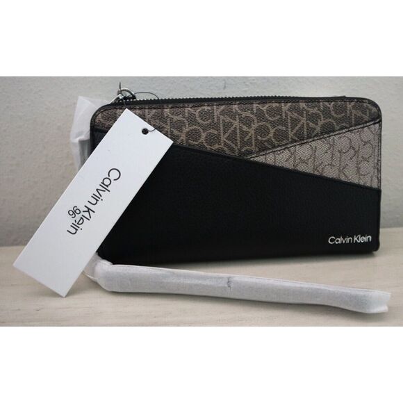 Calvin Klein H3JEYCV4 Women's Black Multi Zoe Zip Around Wallet/Crossbody - Picture 1 of 9